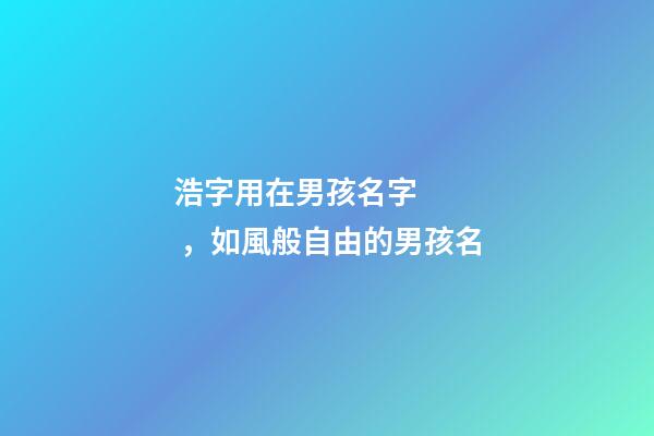 浩字用在男孩名字，如風般自由的男孩名